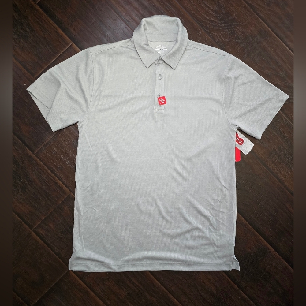 NWT Mens BCG Light Grey Golf Polo Moisture Wicking Casual Top Medium